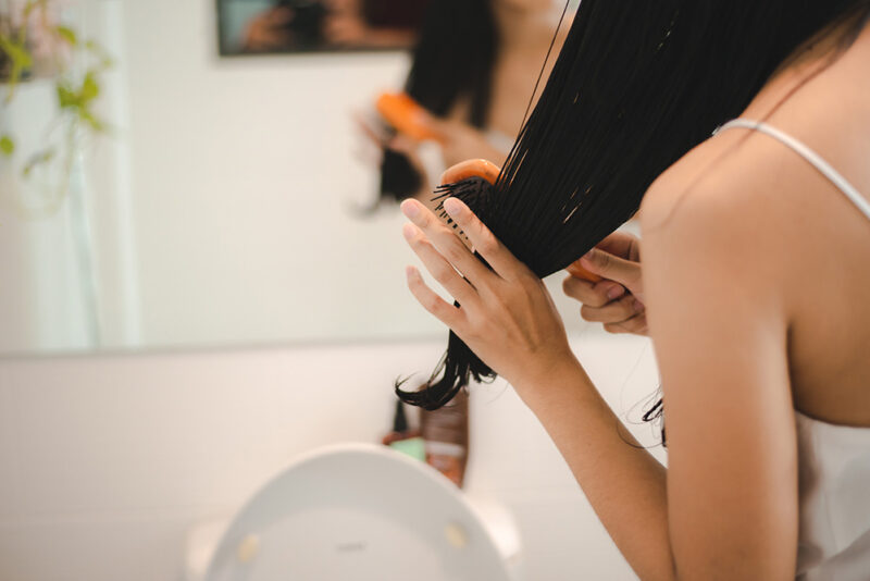 asian female woman in beauty treatment concept, young woman hair cosmetic care